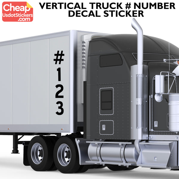 vertical truck number decal sticker